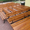 Meble Ogrodowe KRÓLEWSKIE nogi żeliwne 200 cm (stół i dwie ławki) (deski do własnego malowania)