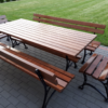Meble Ogrodowe KRÓLEWSKIE nogi żeliwne 200 cm (stół + dwie ławki + dwa fotele)