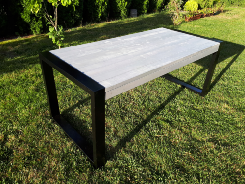 Zrzut ekranu z 2025-02-24 10-07-34 Meble ogrodowe 192 cm LOFT 03 nogi profil stalowy 60×40x2mm (stół + dwie ławki) (deski do własnego malowania)