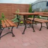 Meble Ogrodowe KRÓLEWSKIE nogi żeliwne 200 cm (stół i dwie ławki) (deski do własnego malowania)