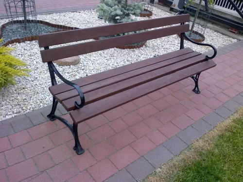 Ławka ogrodowa KRÓLEWSKA z podłokietnikiem nogi żeliwne 200 cm (deski do własnego malowania)