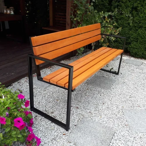 Ławka ogrodowa 150 cm LOFT 01 nogi profil stalowy 40×20x2mm (deski do własnego malowania)
