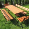 Meble Ogrodowe KRÓLEWSKIE nogi żeliwne 200 cm (stół + dwie ławki + dwa fotele)