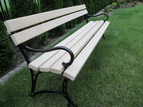 Ławka ogrodowa KRÓLEWSKA z podłokietnikiem nogi żeliwne 200 cm (deski do własnego malowania)