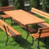 Meble Ogrodowe KRÓLEWSKIE nogi żeliwne 200 cm (stół + dwie ławki + dwa fotele)