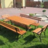Meble Ogrodowe KRÓLEWSKIE nogi żeliwne 200 cm (stół i dwie ławki) (deski do własnego malowania)