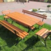 Meble Ogrodowe KRÓLEWSKIE nogi żeliwne 200 cm (stół i dwie ławki) (deski do własnego malowania)