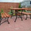 Meble Ogrodowe KRÓLEWSKIE nogi żeliwne 200 cm (stół i dwie ławki) (deski do własnego malowania)