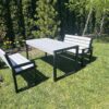 5 Meble ogrodowe 192 cm LOFT 03 nogi profil stalowy 60×40x2mm (stół + dwie ławki) (deski do własnego malowania)