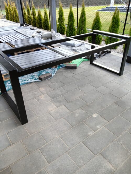 IMG20250407171418 Meble ogrodowe 262 cm LOFT 03 nogi profil stalowy 60×40x2mm wzmocniony (stół + dwie ławki) (deski do własnego malowania)