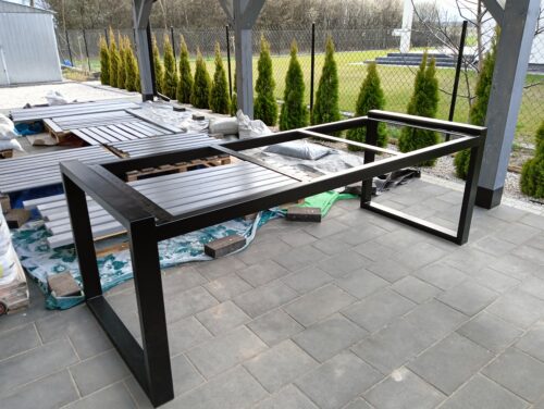 IMG20250407171422 Meble ogrodowe 262 cm LOFT 03 nogi profil stalowy 60×40x2mm wzmocniony (stół + dwie ławki) (deski do własnego malowania)