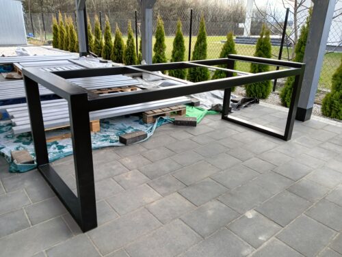 IMG20250407171427 Meble ogrodowe 262 cm LOFT 03 nogi profil stalowy 60×40x2mm wzmocniony (stół + dwie ławki) (deski do własnego malowania)