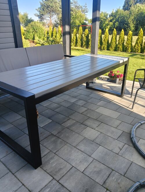 IMG20250630184354 Meble ogrodowe 262 cm LOFT 03 nogi profil stalowy 60×40x2mm wzmocniony (stół + dwie ławki) (deski do własnego malowania)
