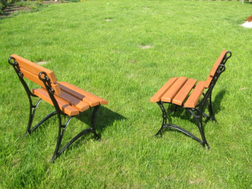 Meble Ogrodowe KRÓLEWSKIE nogi żeliwne 200 cm (stół + dwie ławki + dwa fotele)